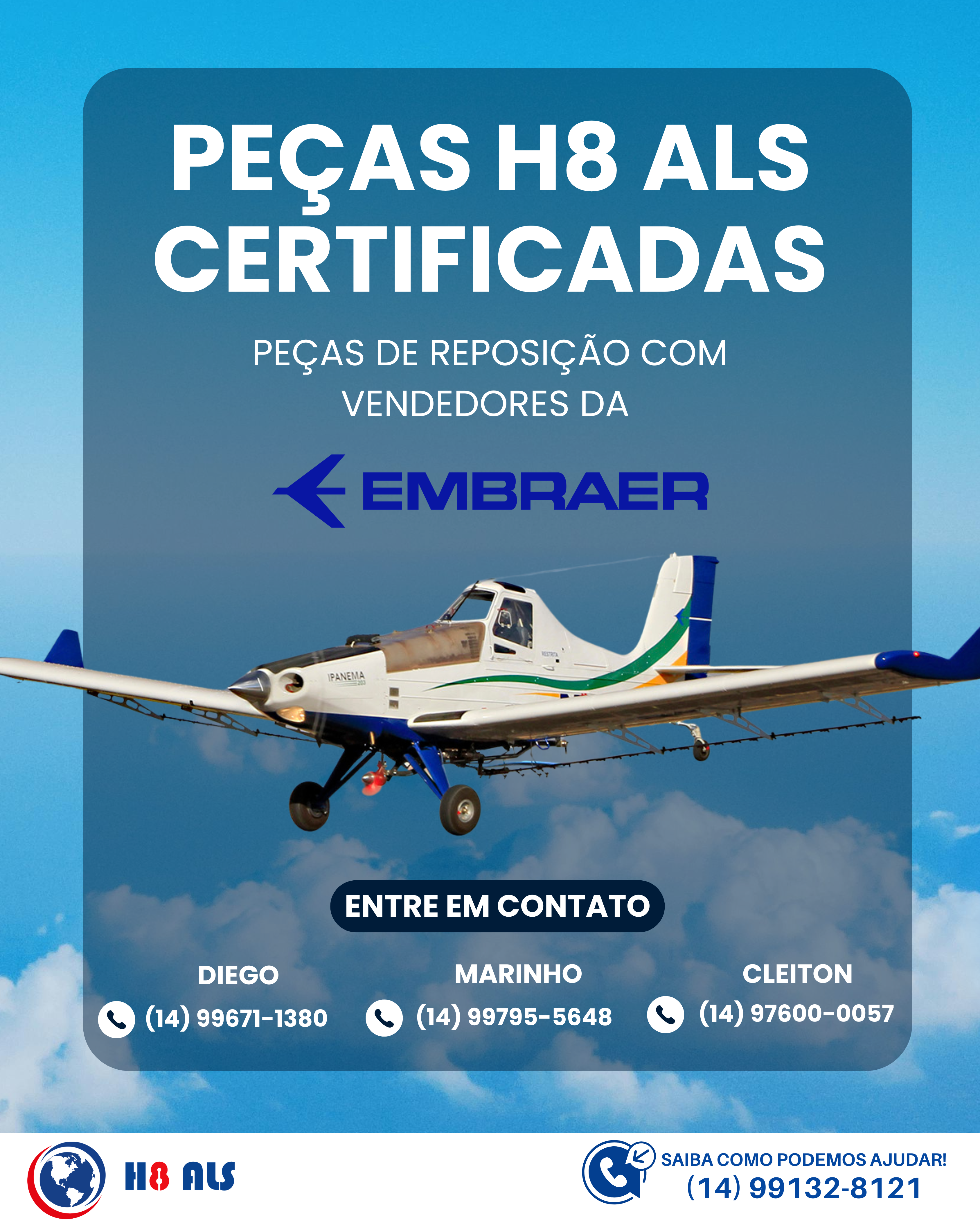 AS PEÇAS H8 ALS SÃO FORNECIDAS COM CERTIFICAÇÃO E RASTREABILIDADE, EM CONFORMIDADE COM OS REQUISITOS DO SETOR AERONÁUTICO